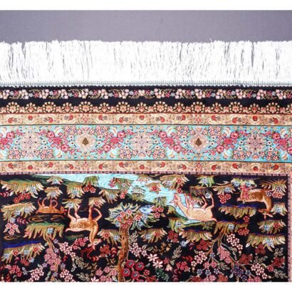 Area Rugs for Bedroom Pink-Black Silk Medallion 4.9x3.2 ft - Rugs 1