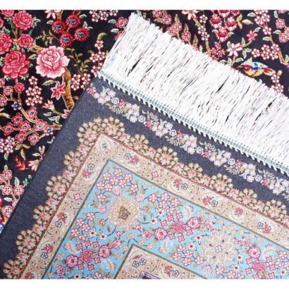 Area Rugs for Bedroom Pink-Black Silk Medallion 4.9x3.2 ft - Rugs 1