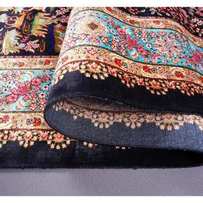 Area Rugs for Bedroom Pink-Black Silk Medallion 4.9x3.2 ft - Rugs 1