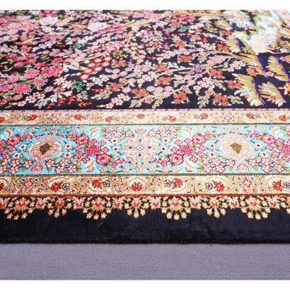 Area Rugs for Bedroom Pink-Black Silk Medallion 4.9x3.2 ft - Rugs 1