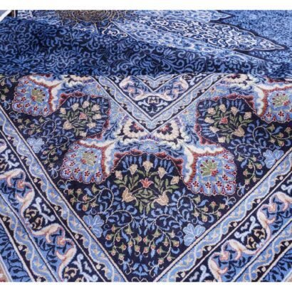 Bamboo Silk Blue Rugs for Bedroom 7.8x11.1 ft Medallion - Rugs 1