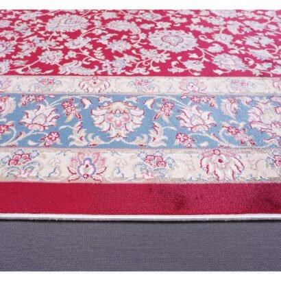 Bamboo-Silk Red Beige Silk Rug 3.9x5.9 ft Medallion - Rugs 1