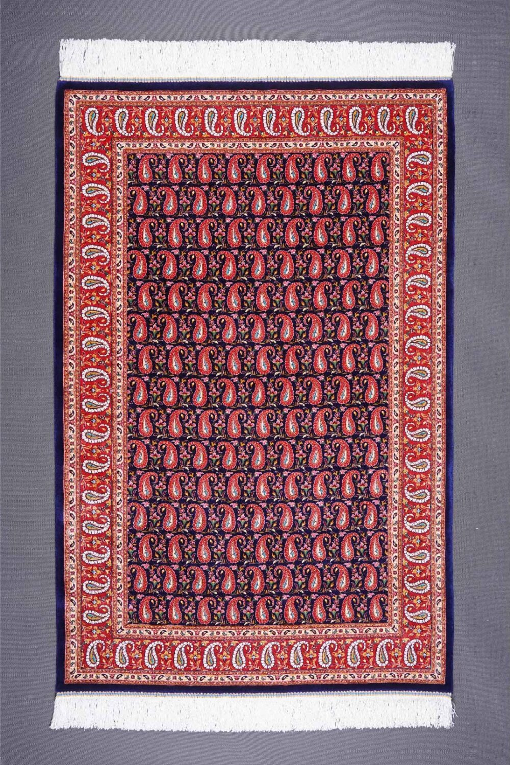 Bamboo-Silk Orange And Blue Rugs 4x2.6 ft Machine-made - Rugs 1