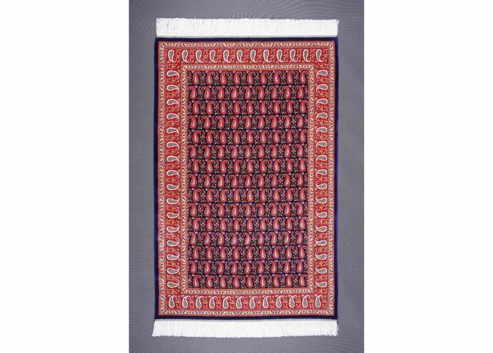 Bamboo-Silk Orange And Blue Rugs 4x2.6 ft Machine-made - Rugs 1