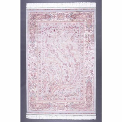 Beige Brown Rug 3.9x5.9 ft Machine-Made Silk Medallion - Rugs 1