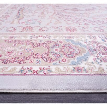 Beige Brown Rug 3.9x5.9 ft Machine-Made Silk Medallion - Rugs 1