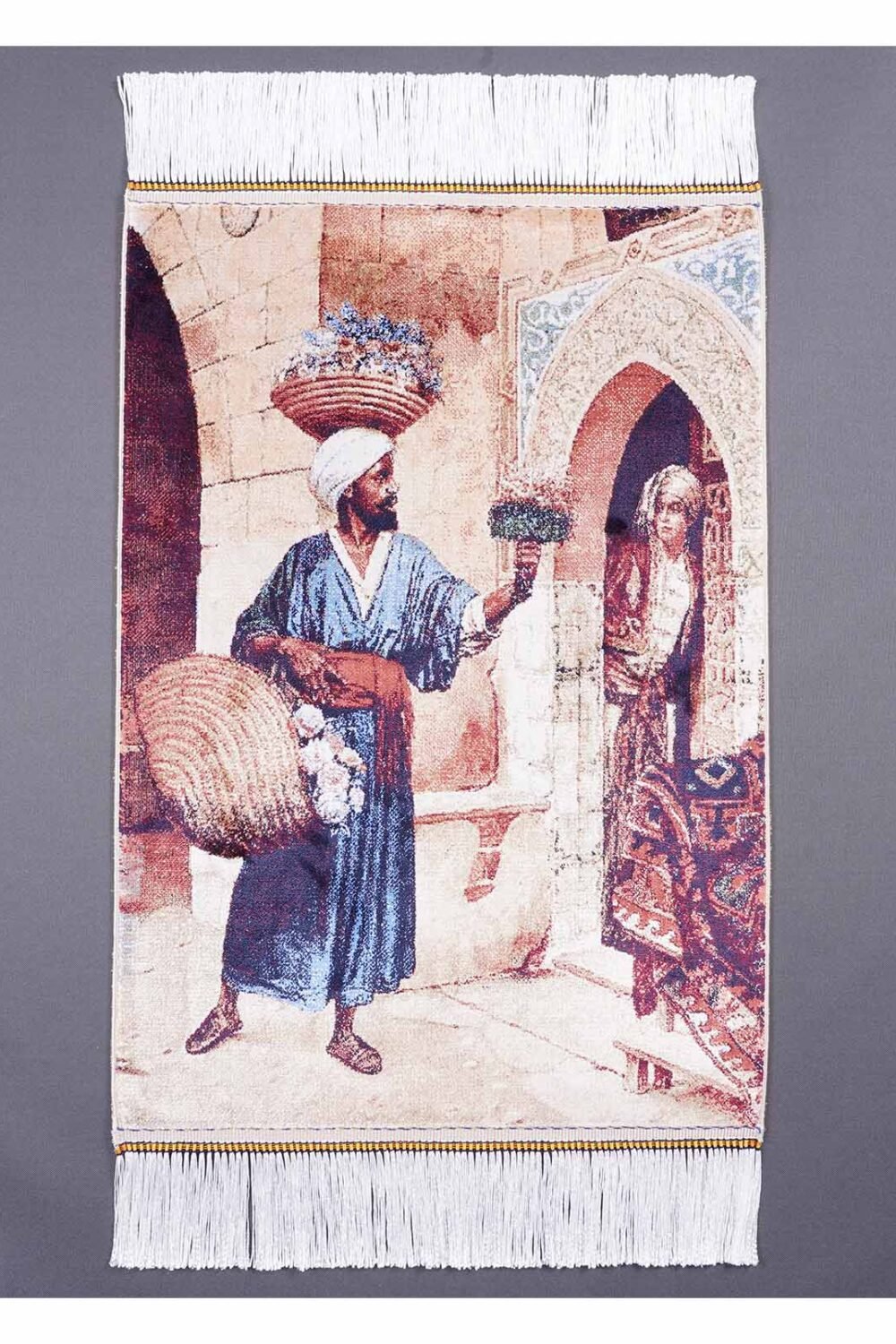 Beige Brown Rug Small Oriental Portrait Design 1.6x2.2 ft Silk - Rugs 1