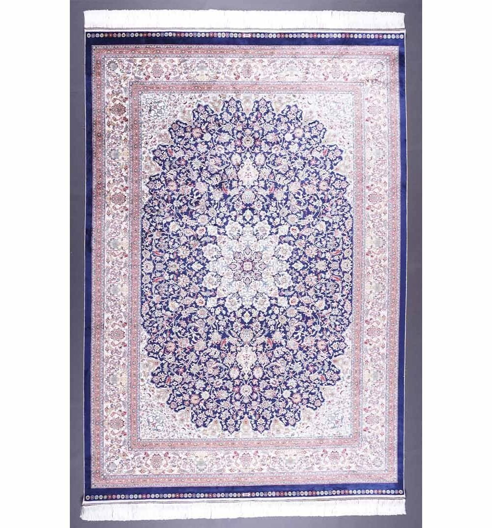Beige Rug for Living Room 5.2x7.5 ft Silk Medallion - Rugs 1