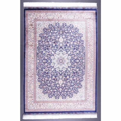 Beige Rug for Living Room 5.2x7.5 ft Silk Medallion - Rugs 1