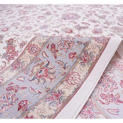 Beige and Gray Area Rug 5.2x7.8 ft Medallion Silk - Rugs 1