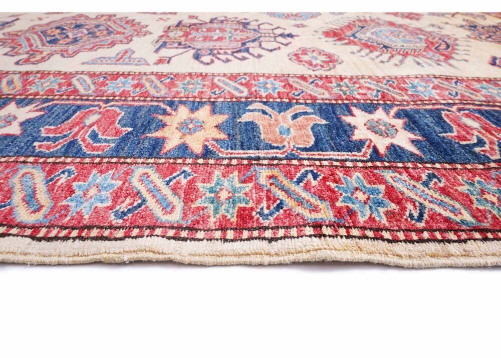 Beige and Red Outdoor Traditional Rug 8.7x7 ft Hand-Knotted Sherwan