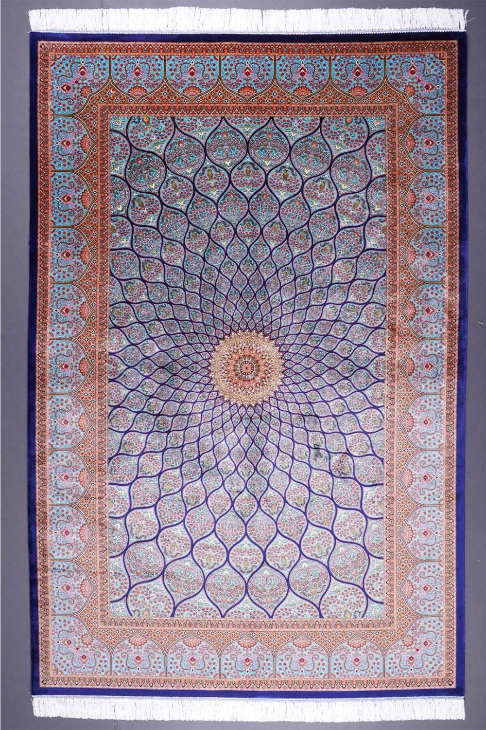 Best Rugs for Bedroom Blue Silk Medallion 4.9x7.3 ft - Rugs 1