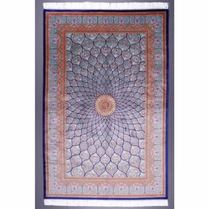 Best Rugs for Bedroom Blue Silk Medallion 4.9x7.3 ft - Rugs 1