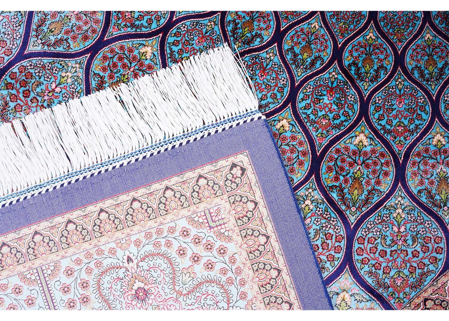 Best Rugs for Bedroom Blue Silk Medallion 4.9x7.3 ft - Rugs 1