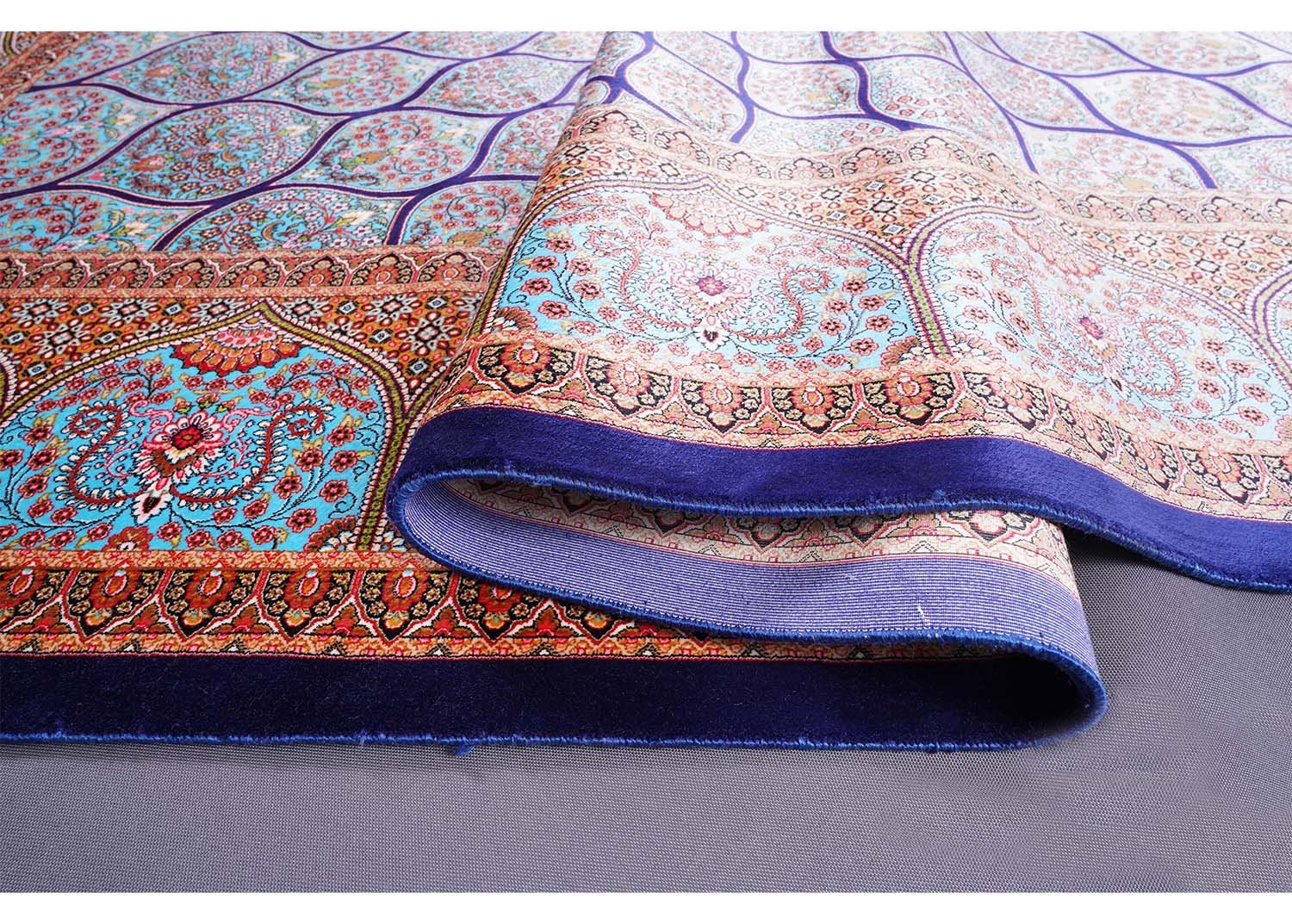 Best Rugs for Bedroom Blue Silk Medallion 4.9x7.3 ft - Rugs 1