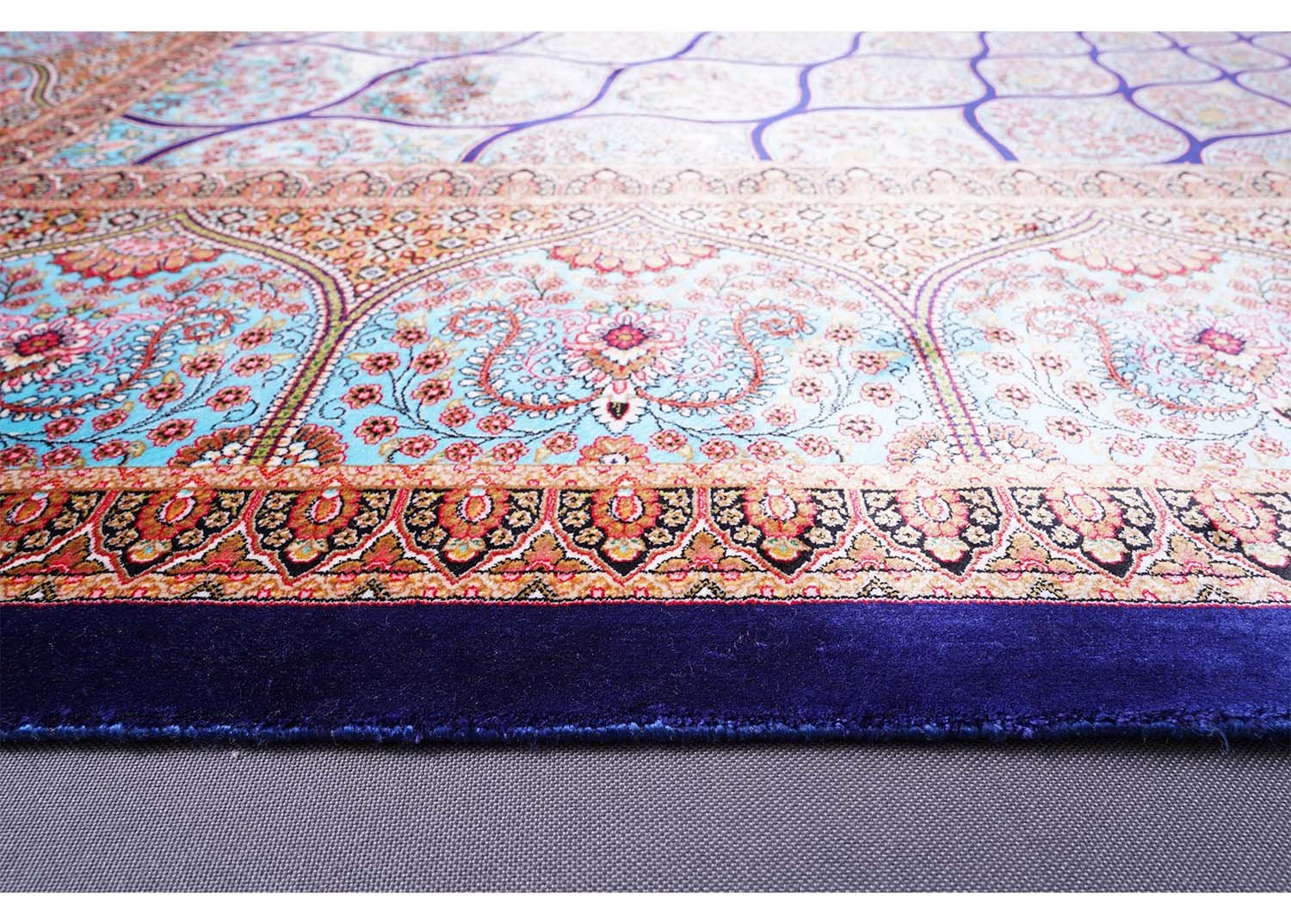 Best Rugs for Bedroom Blue Silk Medallion 4.9x7.3 ft - Rugs 1