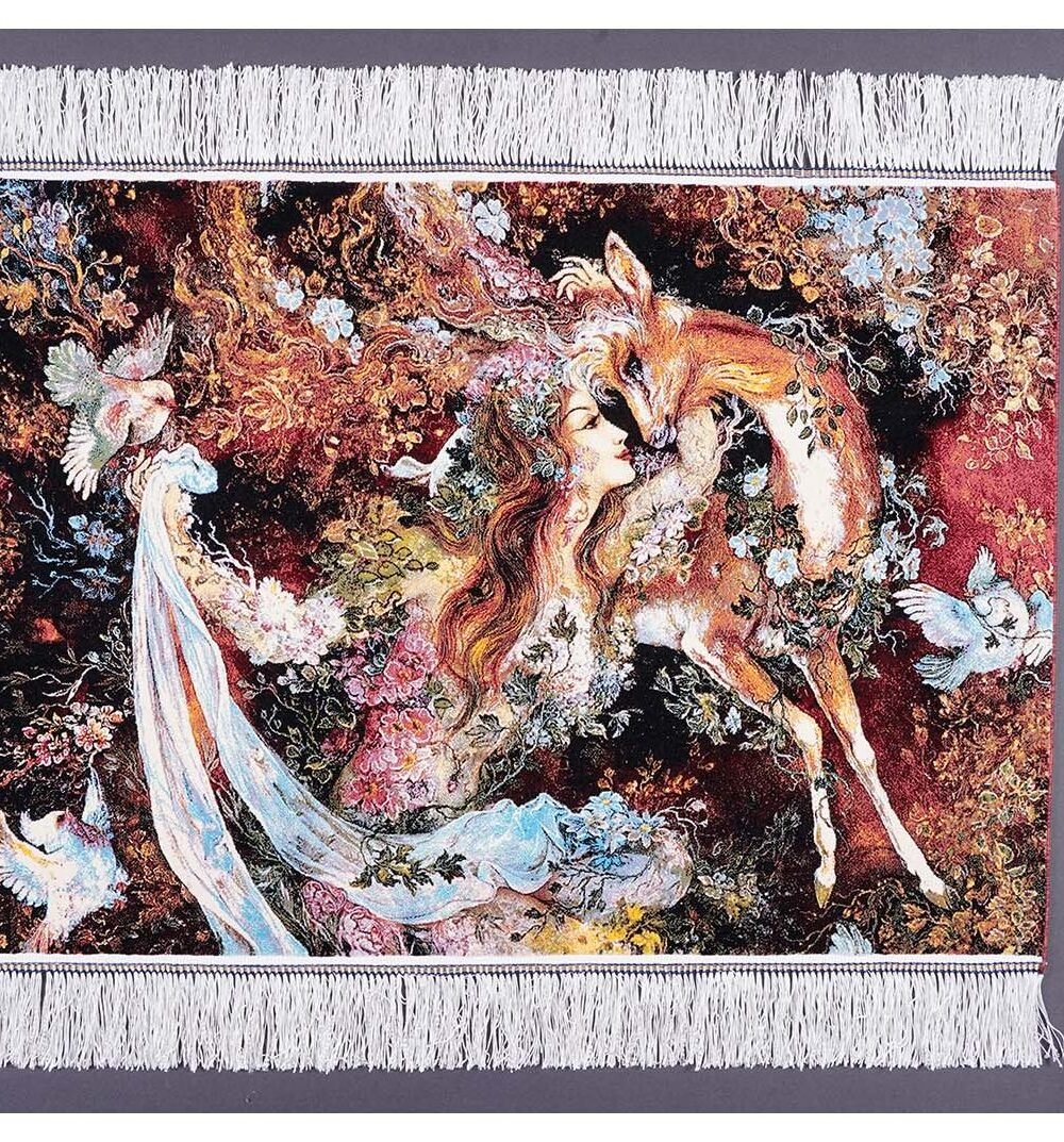 Black and Orange Rug Portrait Design 2.2x3.2 ft Silk - Rugs 1