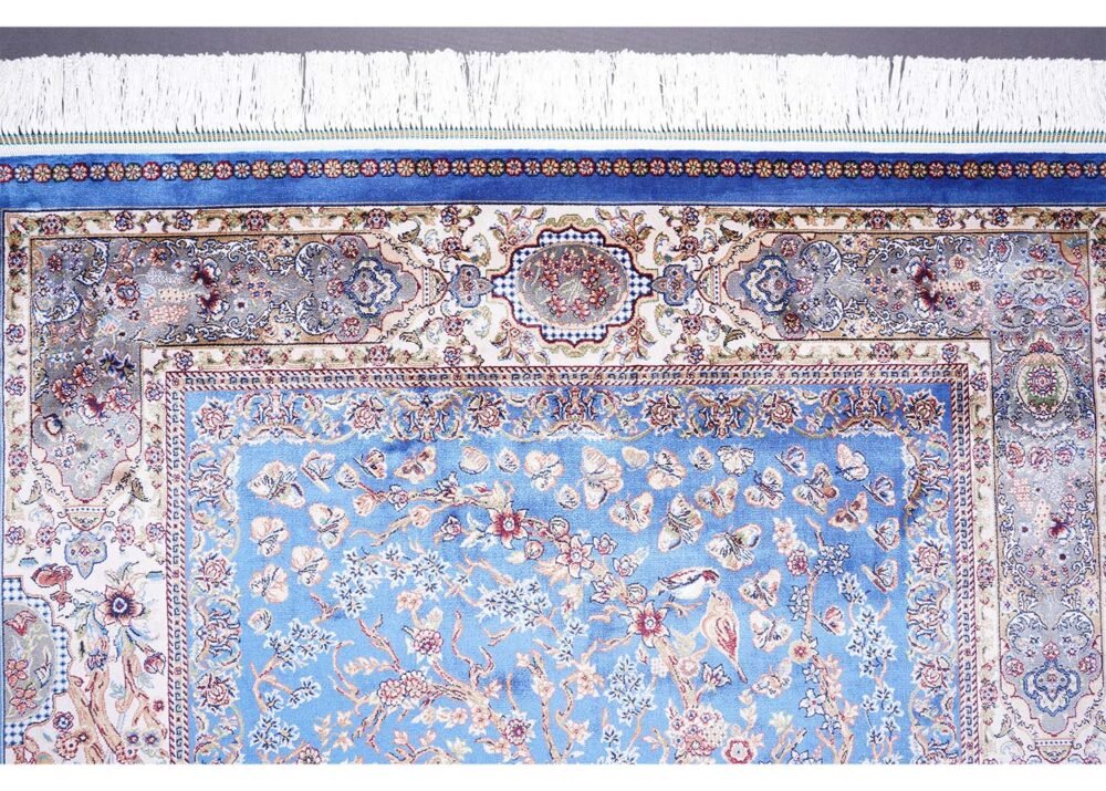 Blue Area Rug 3.9x5.9 ft Silk Medallion - Rugs 1