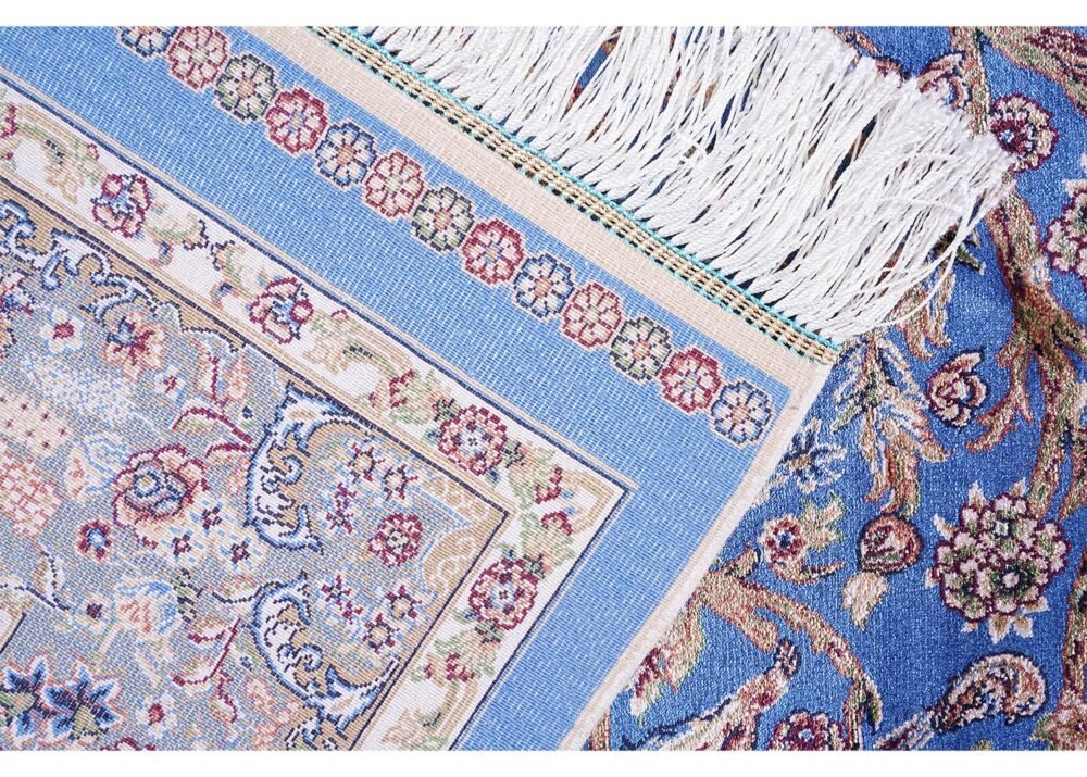 Blue Area Rug 3.9x5.9 ft Silk Medallion - Rugs 1