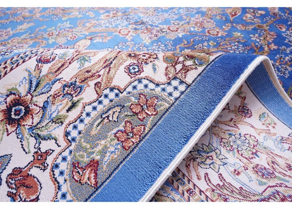 Blue Area Rug 3.9x5.9 ft Silk Medallion - Rugs 1