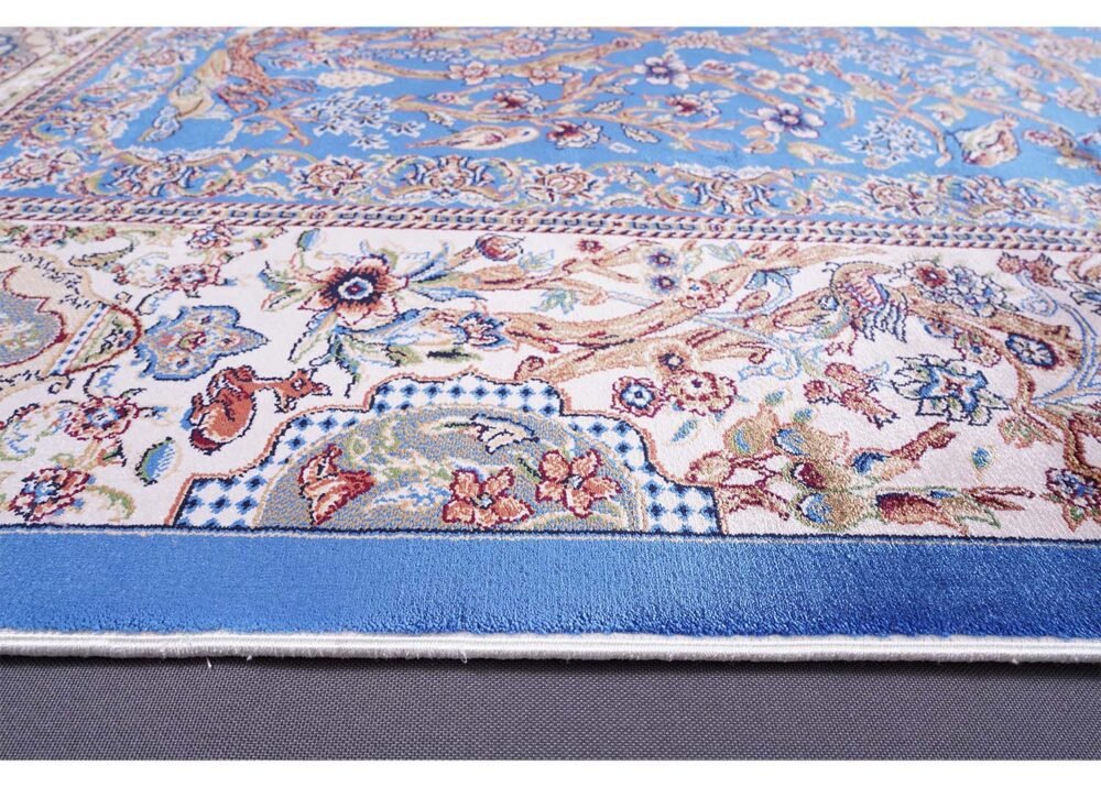 Blue Area Rug 3.9x5.9 ft Silk Medallion - Rugs 1