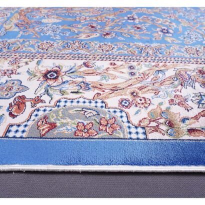 Blue Area Rug 3.9x5.9 ft Silk Medallion - Rugs 1