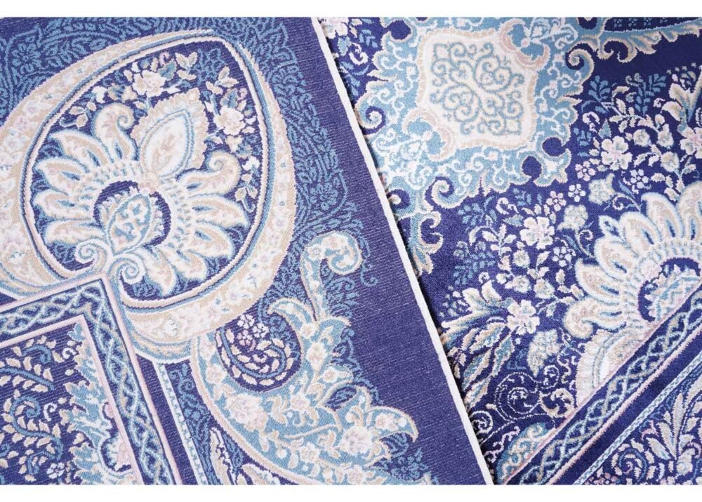 Blue Oriental Rug Bamboo Silk Medallion 6.2x4.2 ft - Rugs 1
