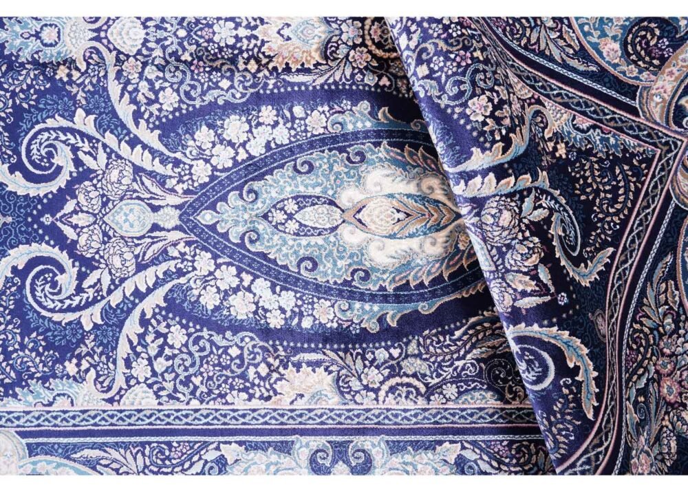 Blue Oriental Rug Bamboo Silk Medallion 6.2x4.2 ft - Rugs 1