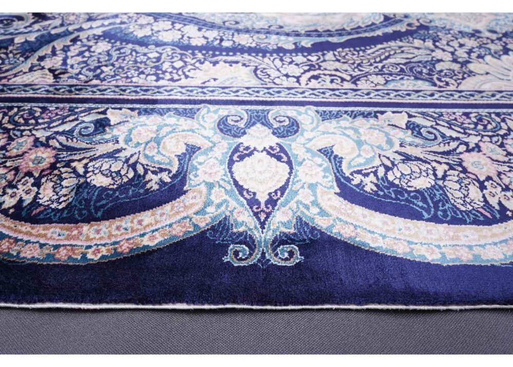 Blue Oriental Rug Bamboo Silk Medallion 6.2x4.2 ft - Rugs 1
