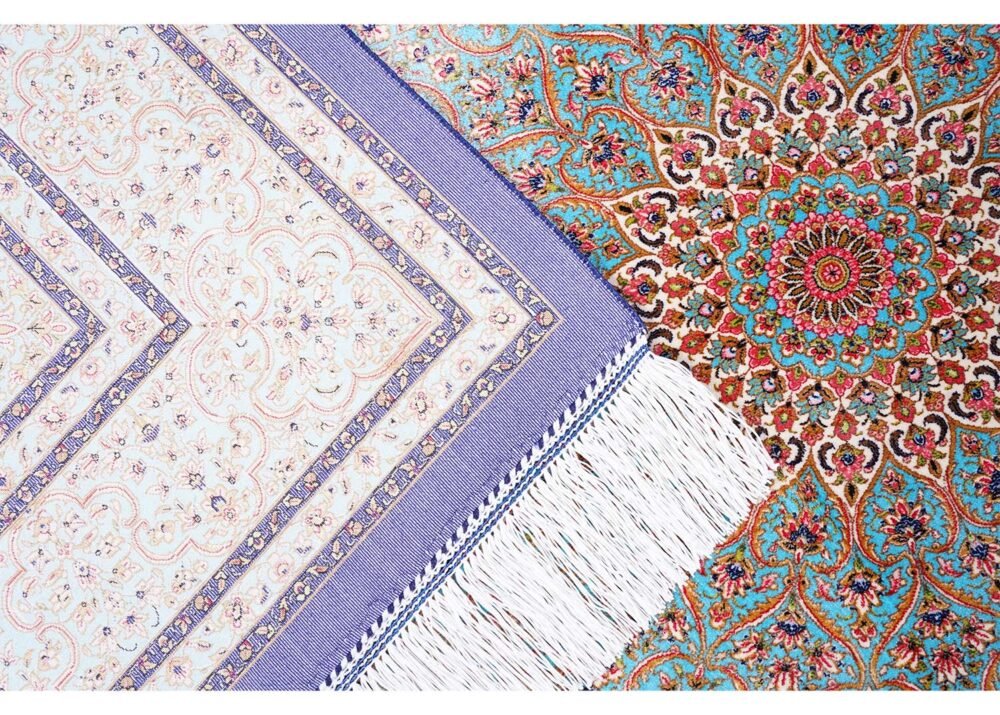 Blue Oriental Rugs Silk Medallion 3.9x5.9 ft - Rugs 1