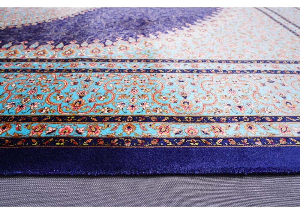 Blue Oriental Rugs Silk Medallion 3.9x5.9 ft - Rugs 1