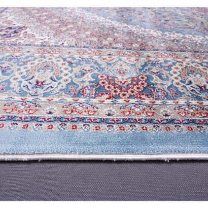 Blue and Brown Rug 3.9x5.9 ft Silk Medallion - Rugs 1