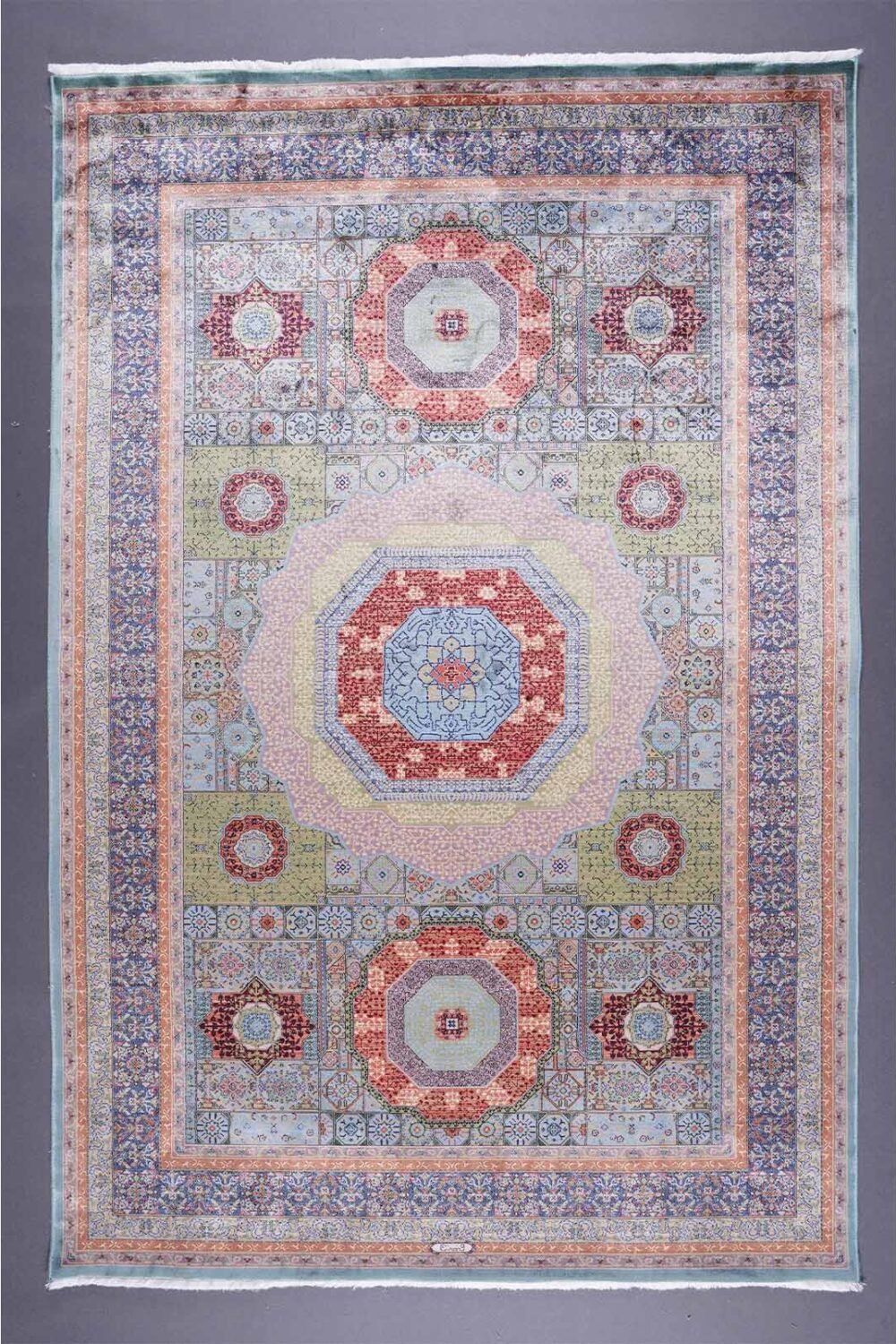 Blue and Green Area Rug 3.9x5.9 ft Modern Memluk - Rugs 1