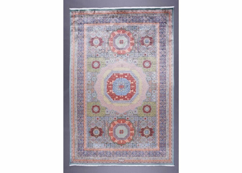 Blue and Green Area Rug 3.9x5.9 ft Modern Memluk - Rugs 1