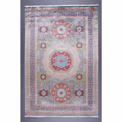 Blue and Green Area Rug 3.9x5.9 ft Modern Memluk - Rugs 1