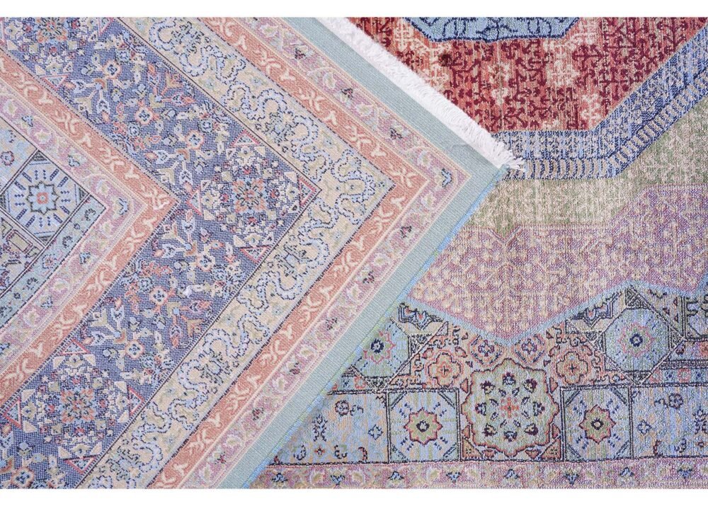 Blue and Green Area Rug 3.9x5.9 ft Modern Memluk - Rugs 1