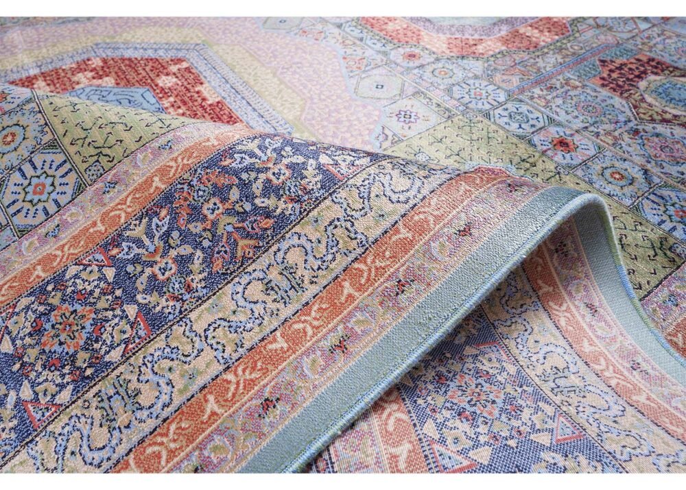 Blue and Green Area Rug 3.9x5.9 ft Modern Memluk - Rugs 1