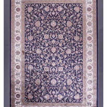Brown Blue Area Rug 5.9x3.9 ft Medallion Silk - Rugs 1