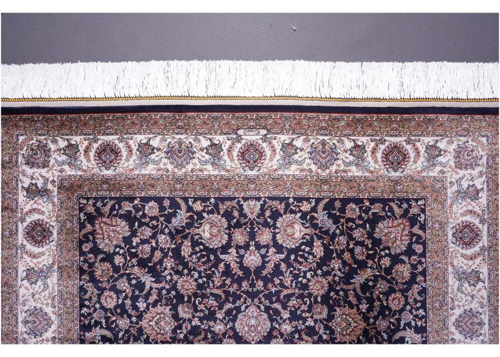 Brown Blue Area Rug 5.9x3.9 ft Medallion Silk - Rugs 1