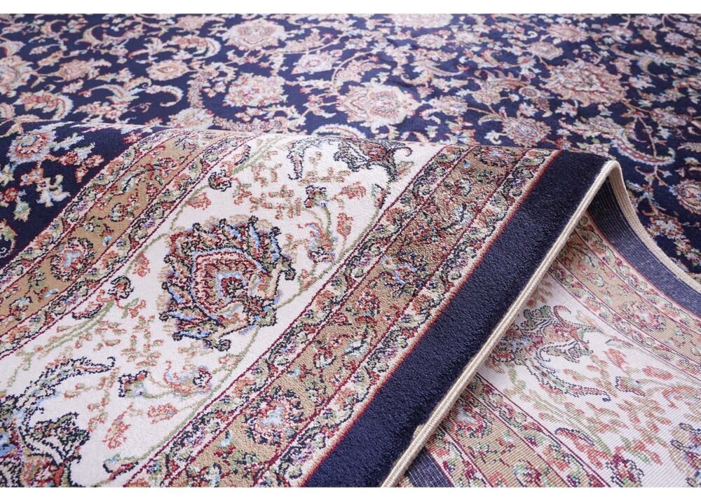 Brown Blue Area Rug 5.9x3.9 ft Medallion Silk - Rugs 1