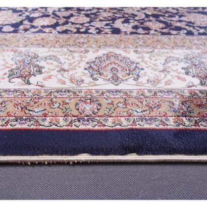 Brown Blue Area Rug 5.9x3.9 ft Medallion Silk - Rugs 1
