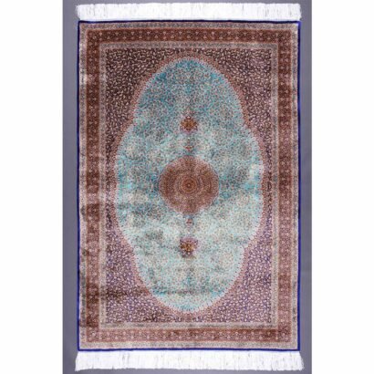Brown Oriental Rugs Silk Medallion 3.9x5.9 ft - Rugs 1