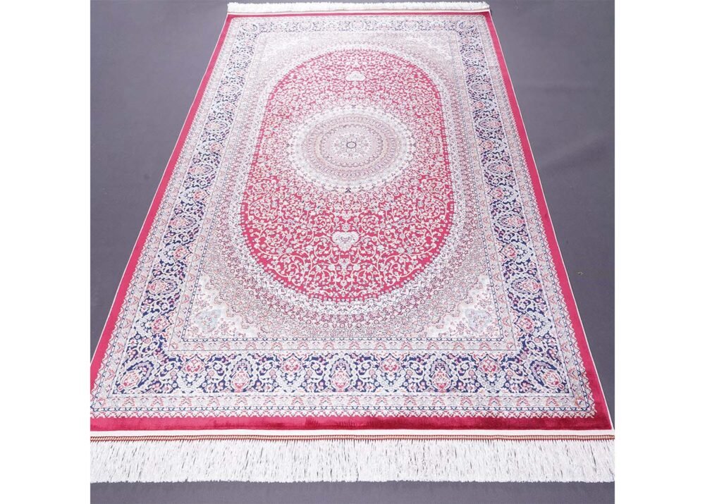 Brown Red Area Rug Bamboo-Silk 3.9x5.9 ft Medallion - Rugs 1