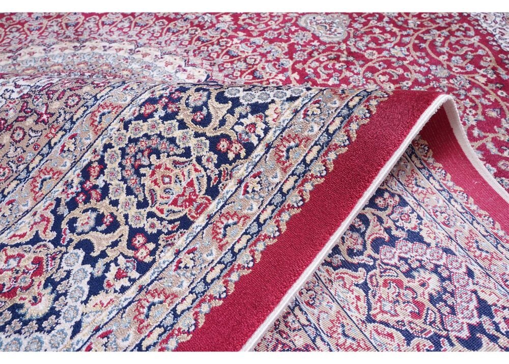 Brown Red Area Rug Bamboo-Silk 3.9x5.9 ft Medallion - Rugs 1