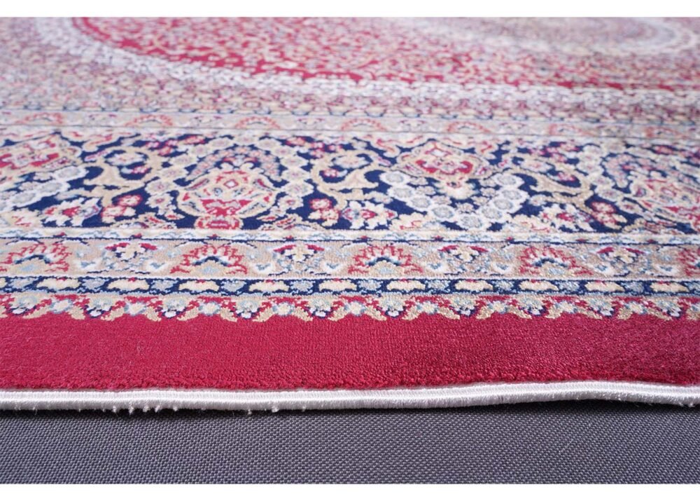 Brown Red Area Rug Bamboo-Silk 3.9x5.9 ft Medallion - Rugs 1
