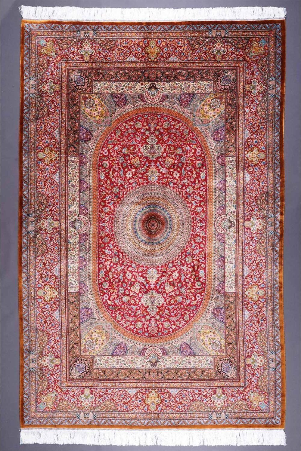 Brown Rugs for Living Room Silk Medallion 4.9x3.2 ft - Rugs 1