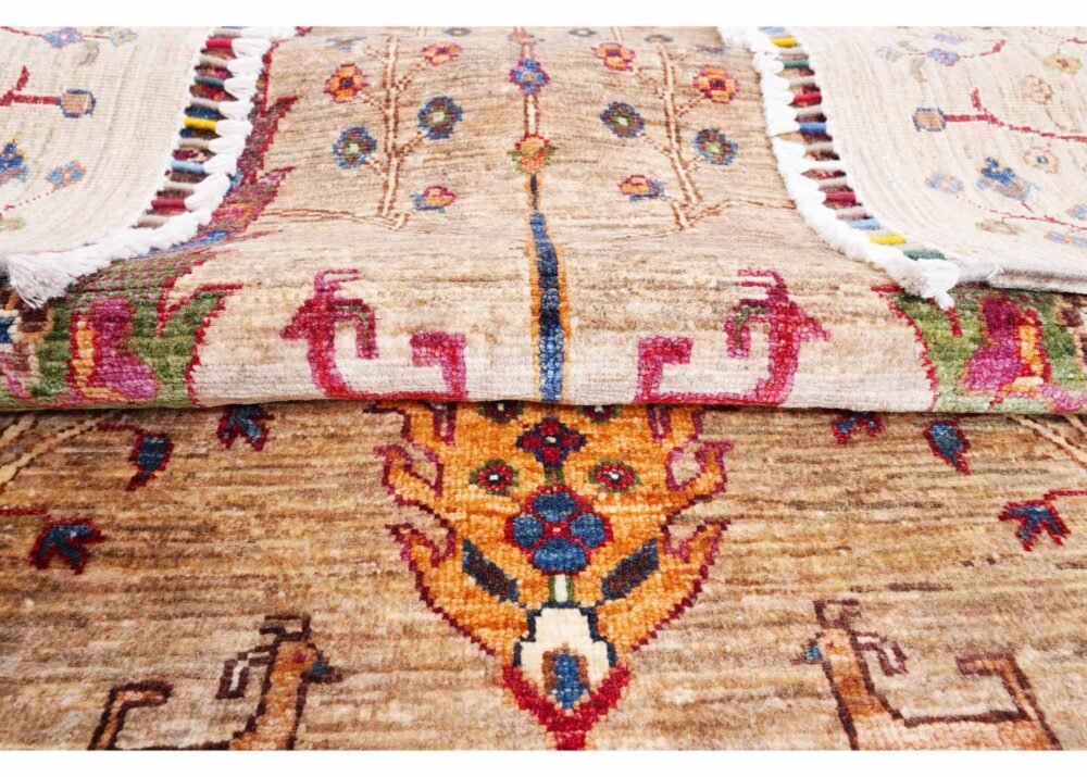 Brown Sultani Pine Tree Rug Traditional Hand-Knotted 7.8x5.7 ft