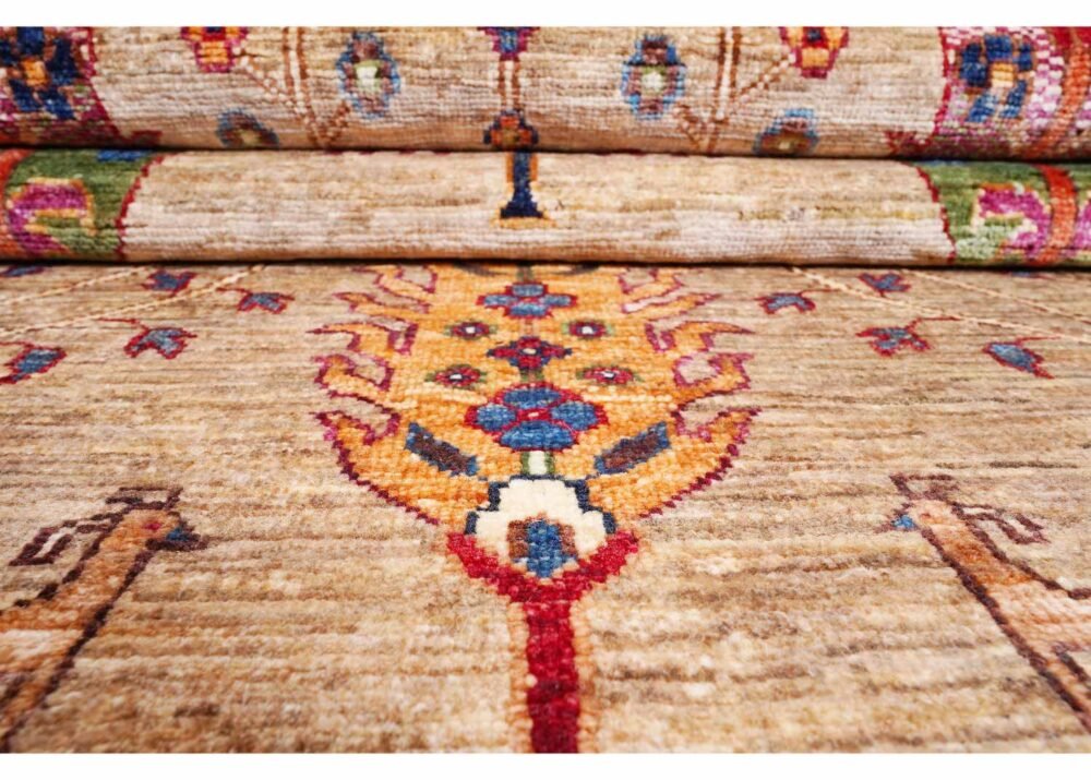 Brown Sultani Pine Tree Rug Traditional Hand-Knotted 7.8x5.7 ft