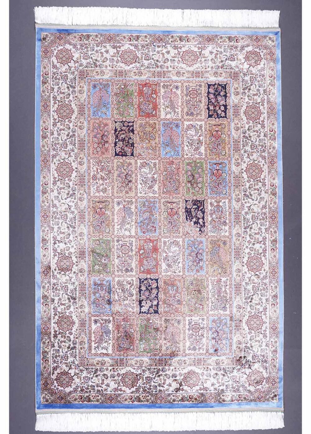 Brown and Beige Area Rug 5.9x3.9 ft Silk Medallion - Rugs 1