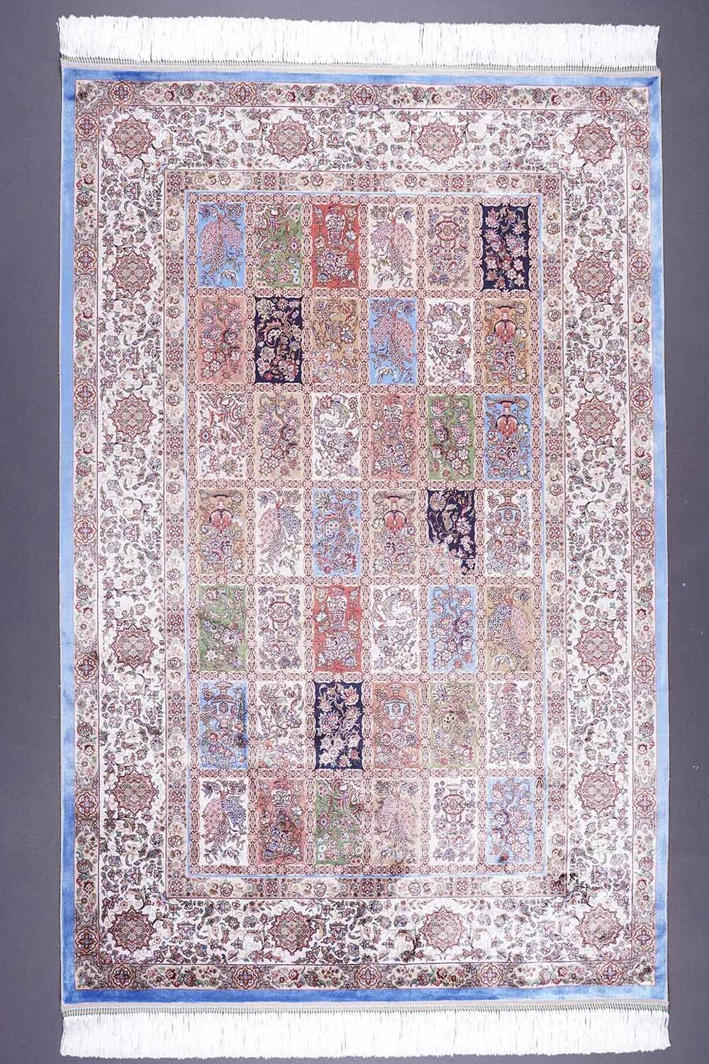 Brown and Beige Area Rug 5.9x3.9 ft Silk Medallion - Rugs 1